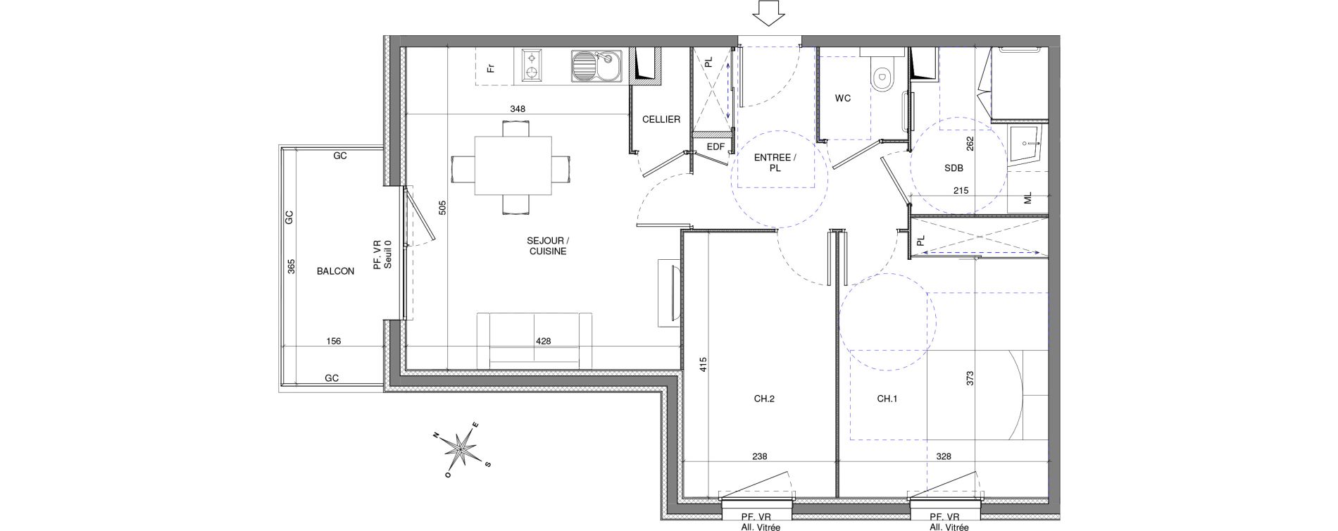 Appartement T3 de 60,07 m2 &agrave; Chalon-Sur-Sa&ocirc;ne Centre