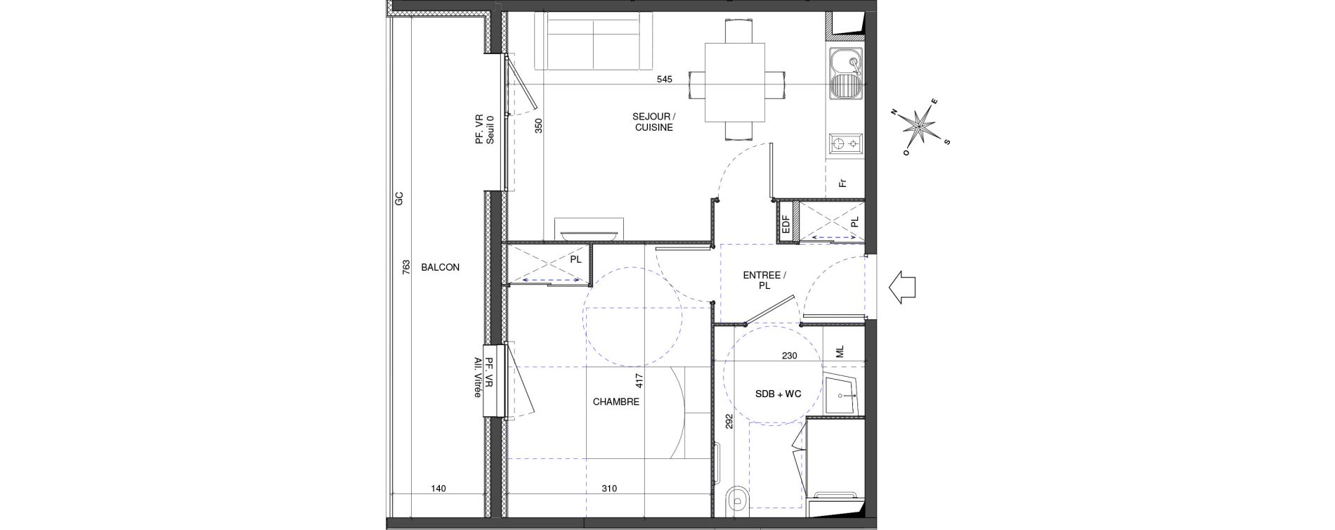 Appartement T2 de 40,61 m2 &agrave; Chalon-Sur-Sa&ocirc;ne Centre