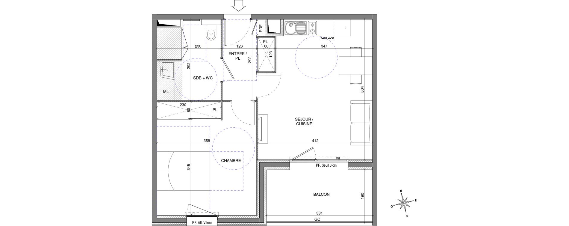 Appartement T2 de 44,73 m2 &agrave; Chalon-Sur-Sa&ocirc;ne Centre