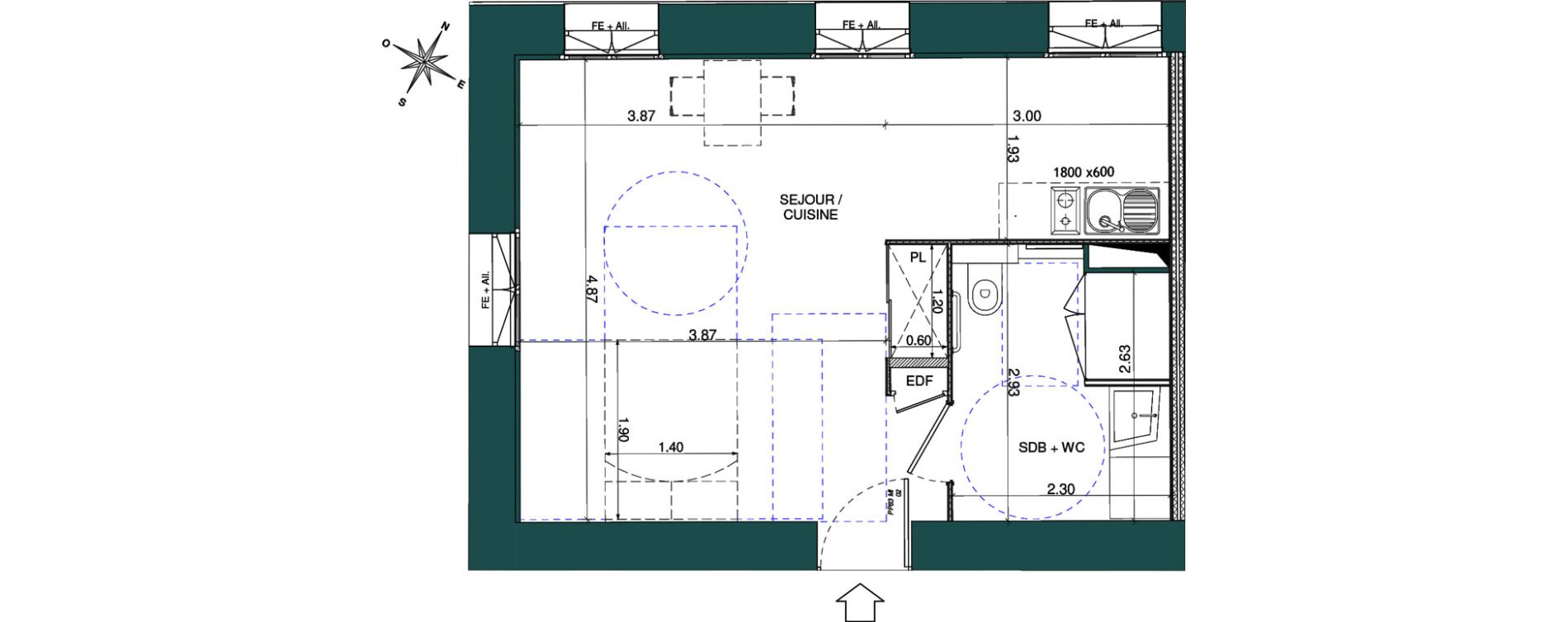 Appartement T1 de 32,99 m2 &agrave; Chalon-Sur-Sa&ocirc;ne Centre
