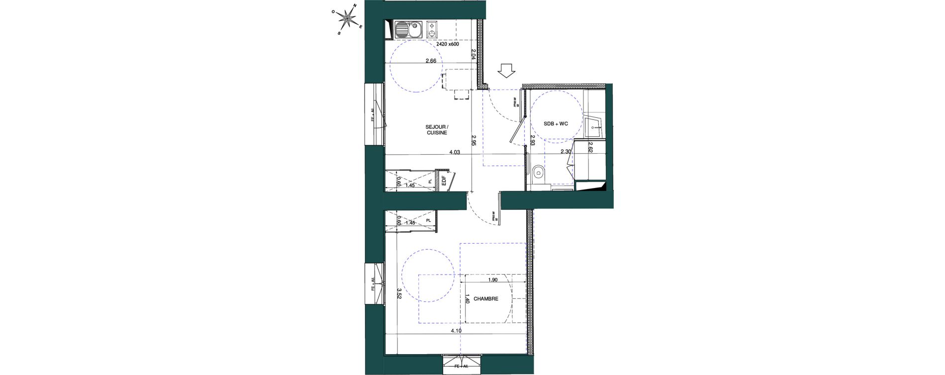 Appartement T2 de 40,50 m2 &agrave; Chalon-Sur-Sa&ocirc;ne Centre