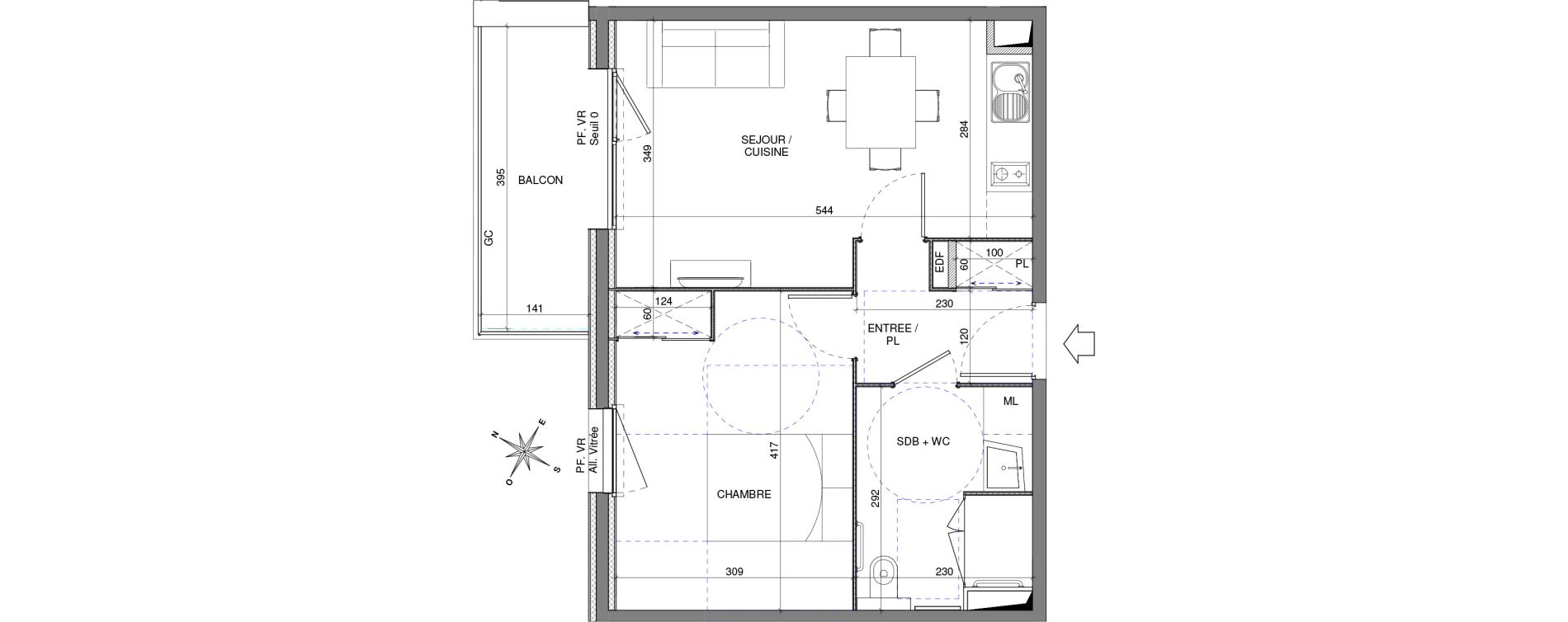 Appartement T2 de 40,51 m2 &agrave; Chalon-Sur-Sa&ocirc;ne Centre