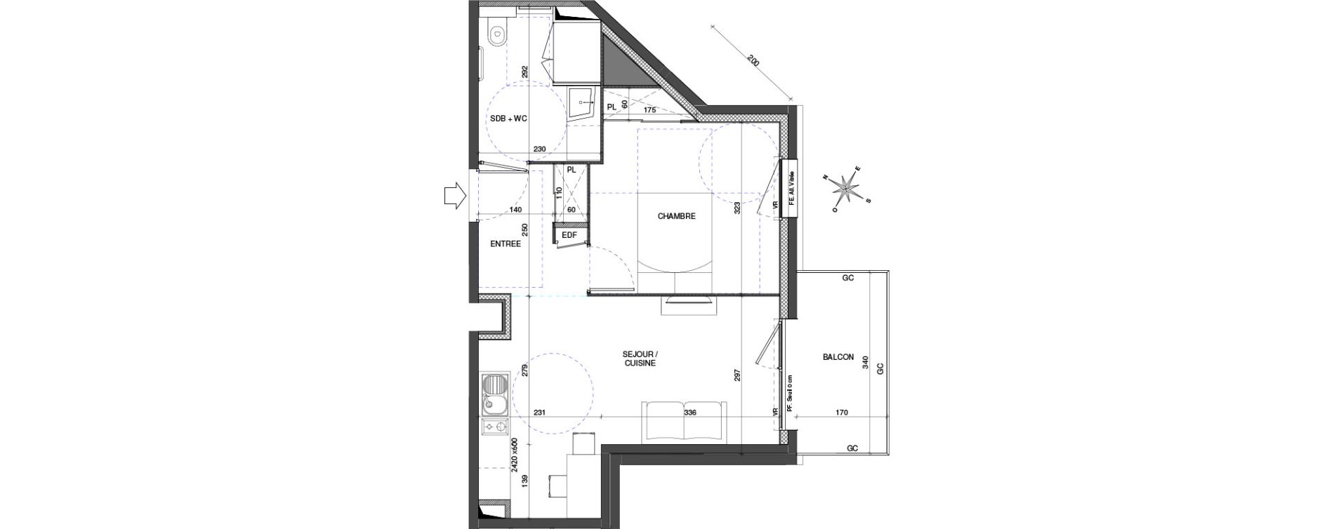 Appartement T2 de 41,78 m2 &agrave; Chalon-Sur-Sa&ocirc;ne Centre