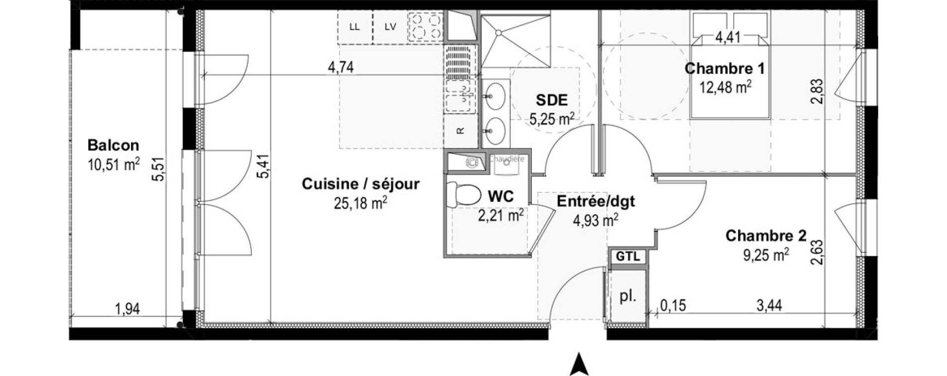 Appartement T3 de 59,30 m2 &agrave; M&acirc;con Centre