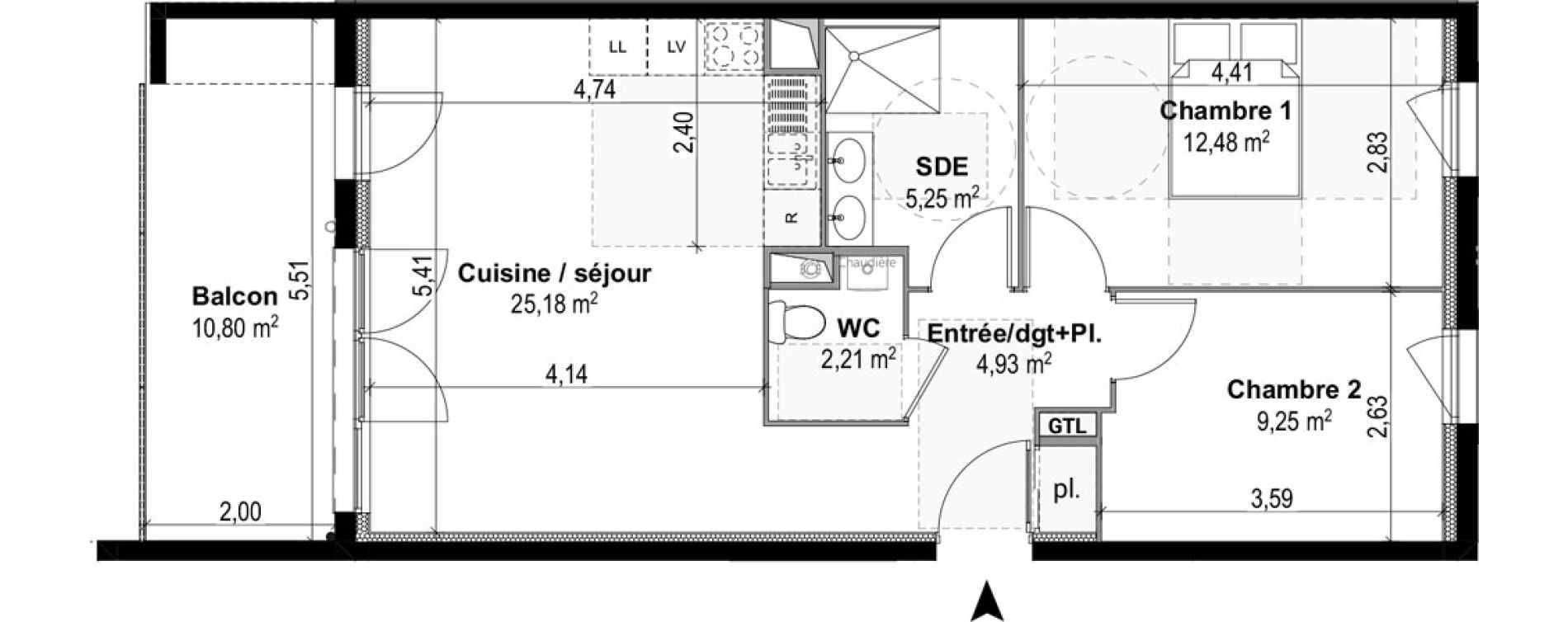 Appartement T3 de 59,30 m2 &agrave; M&acirc;con Centre