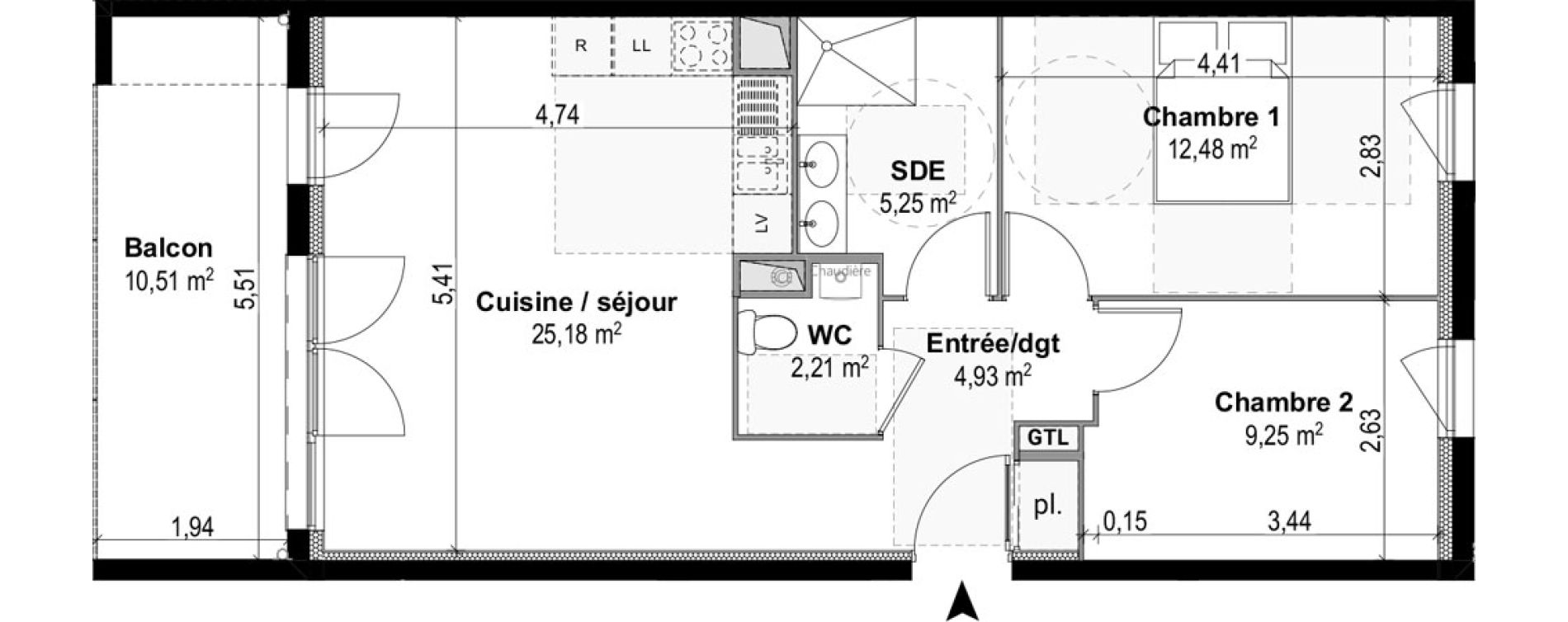 Appartement T3 de 59,30 m2 &agrave; M&acirc;con Centre