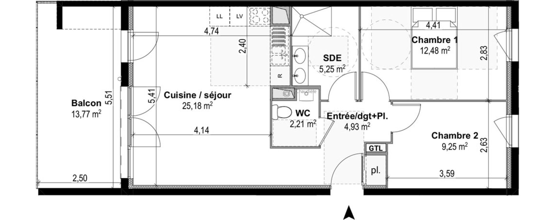 Appartement T3 de 59,30 m2 &agrave; M&acirc;con Centre