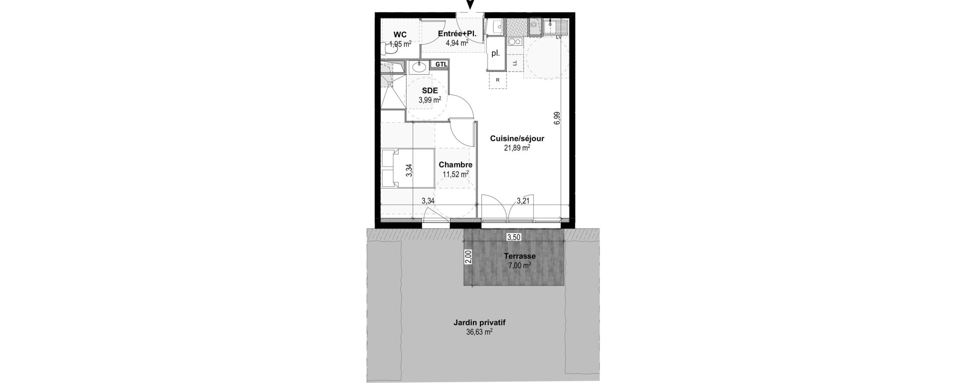 Appartement T2 de 44,29 m2 &agrave; M&acirc;con Centre