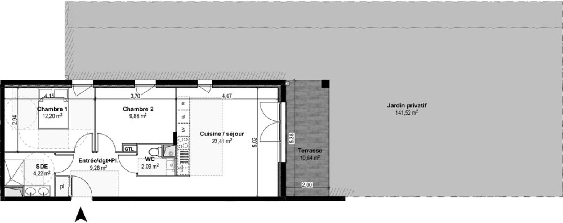 Appartement T3 de 61,08 m2 &agrave; M&acirc;con Centre