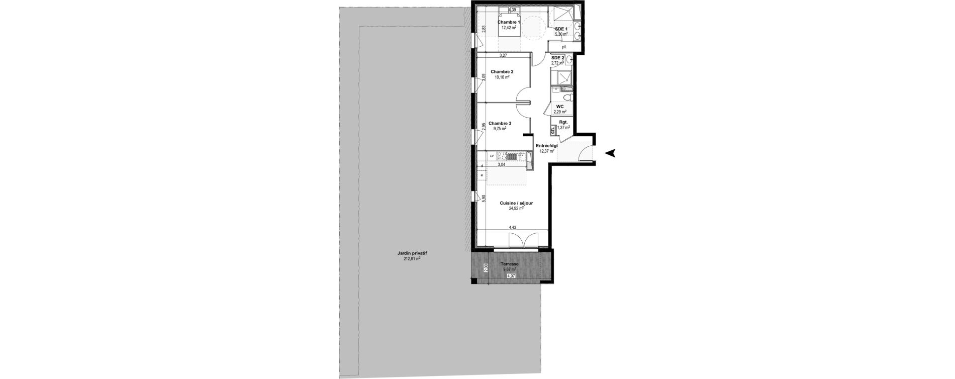 Appartement T4 de 81,24 m2 &agrave; M&acirc;con Centre