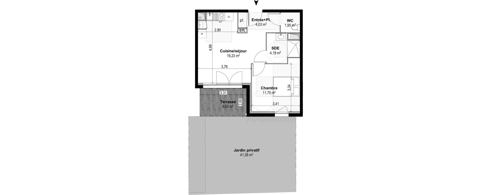 Appartement T2 de 41,15 m2 &agrave; M&acirc;con Centre