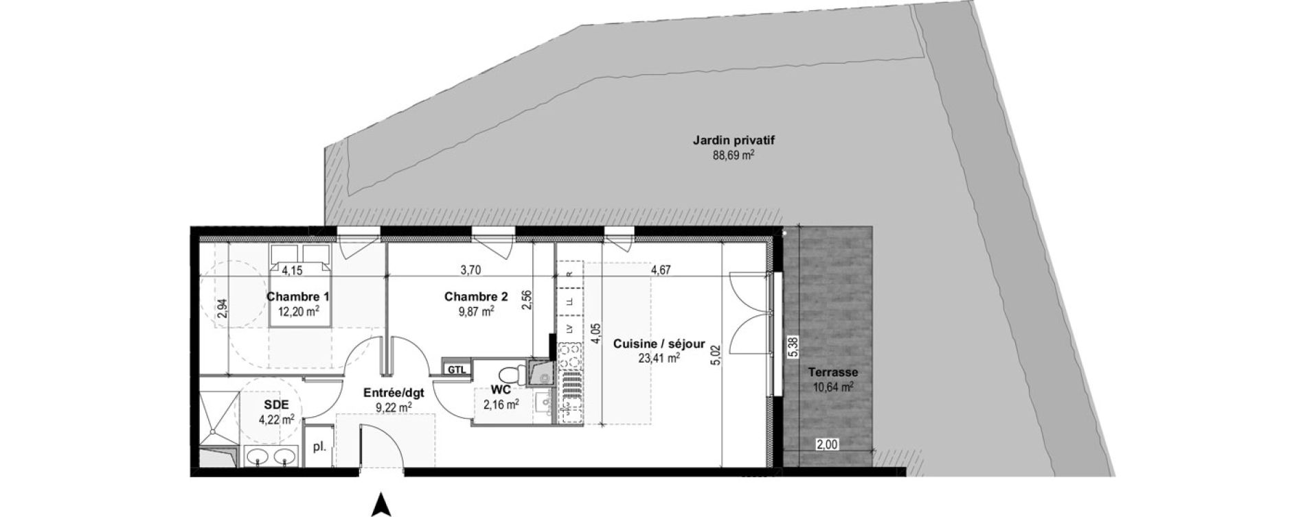 Appartement T3 de 61,08 m2 &agrave; M&acirc;con Centre