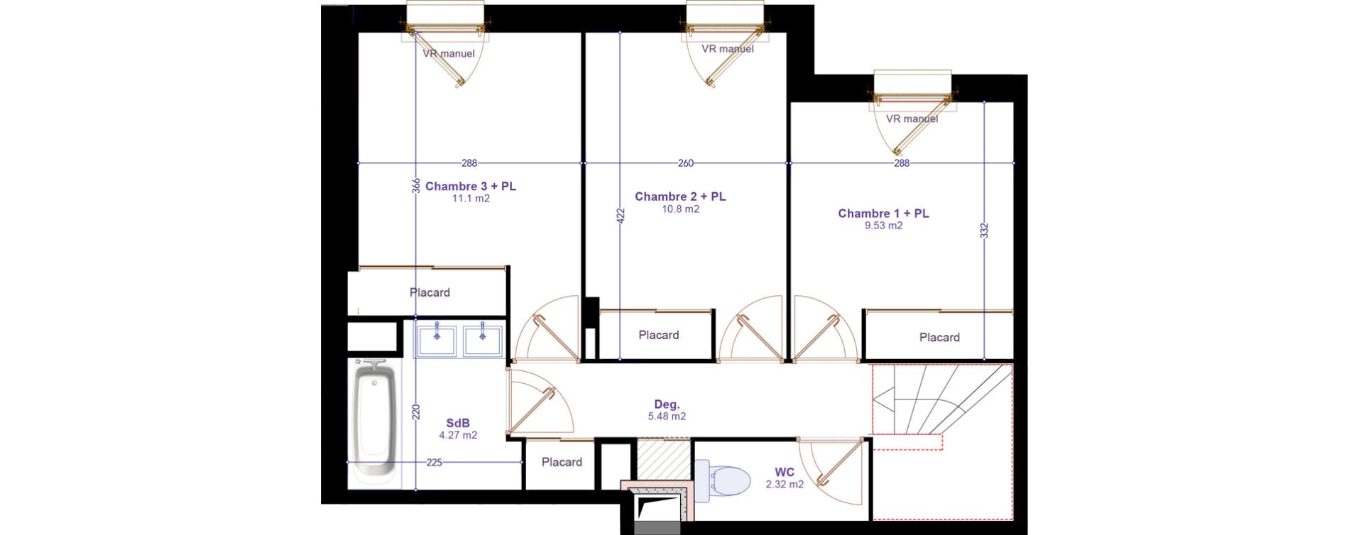 Duplex T4 de 87,50 m2 &agrave; M&acirc;con Herriot
