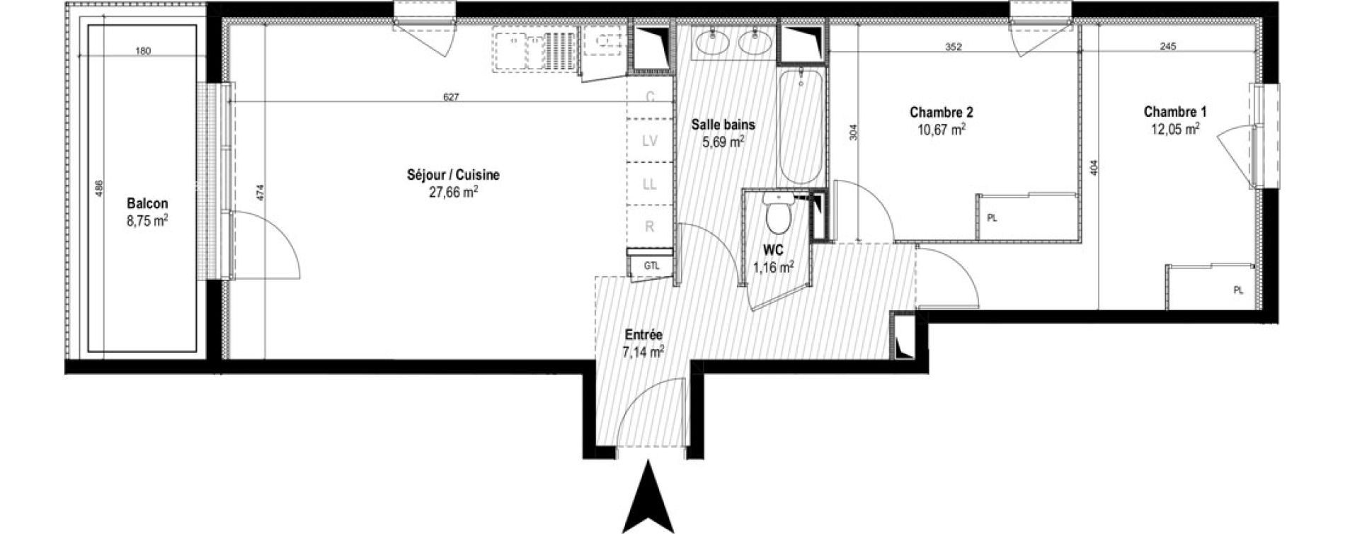 Appartement T3 de 64,37 m2 &agrave; M&acirc;con Centre