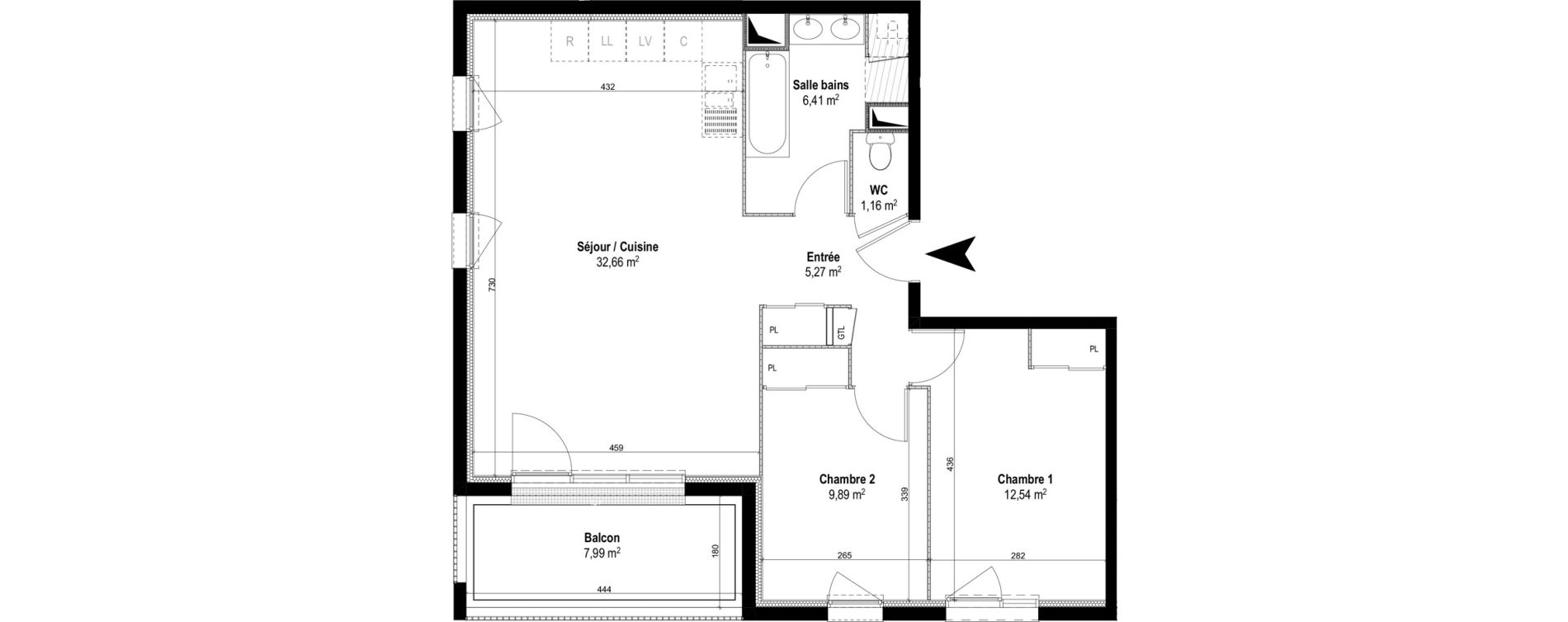 Appartement T3 de 67,93 m2 &agrave; M&acirc;con Centre
