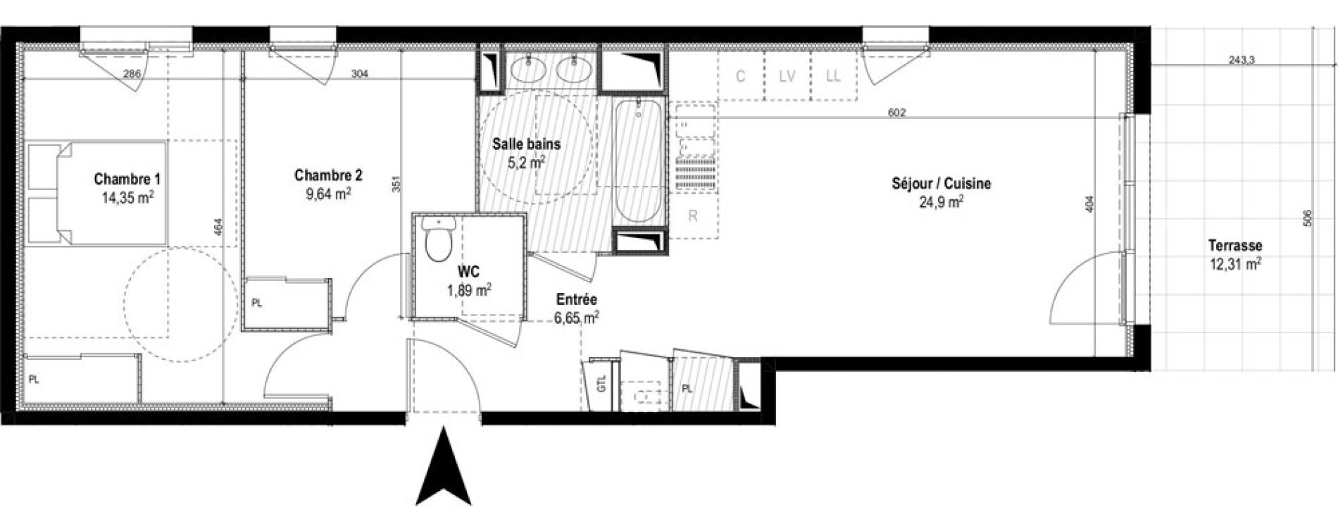Appartement T3 de 62,63 m2 &agrave; M&acirc;con Centre