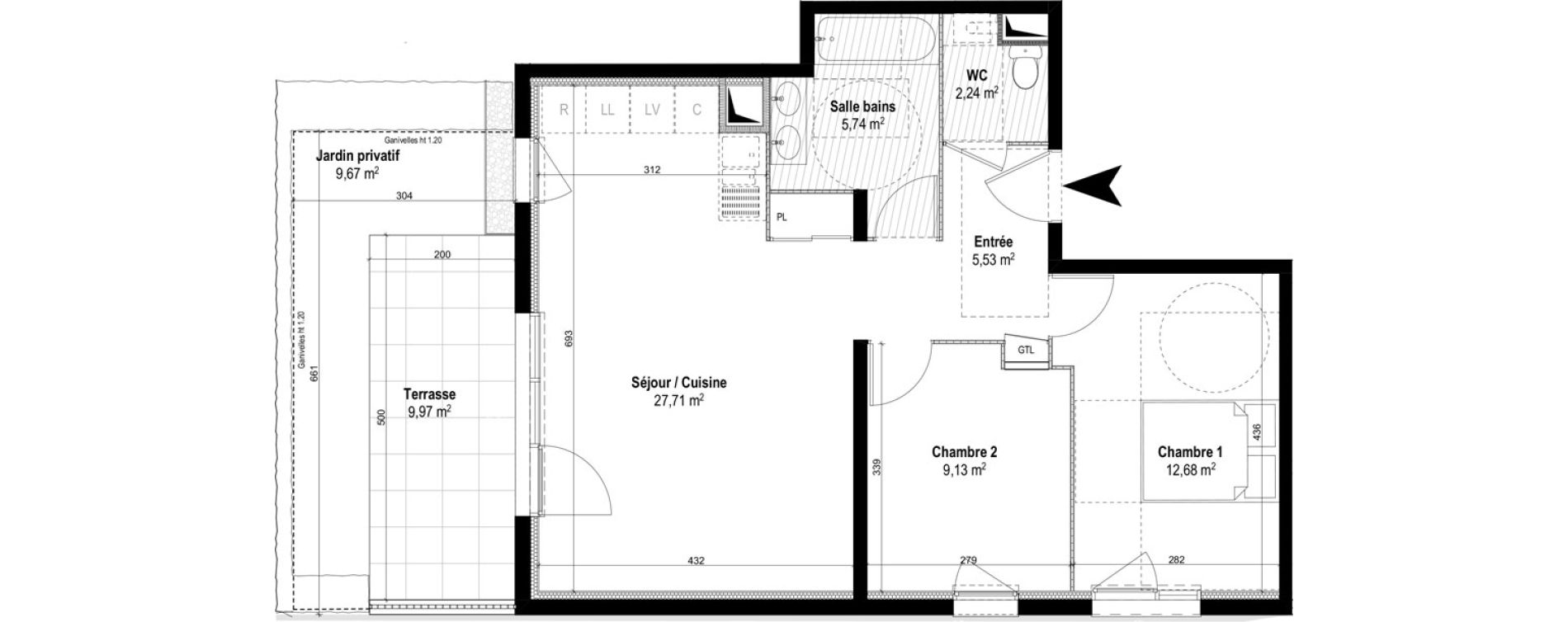 Appartement T3 de 63,03 m2 &agrave; M&acirc;con Centre