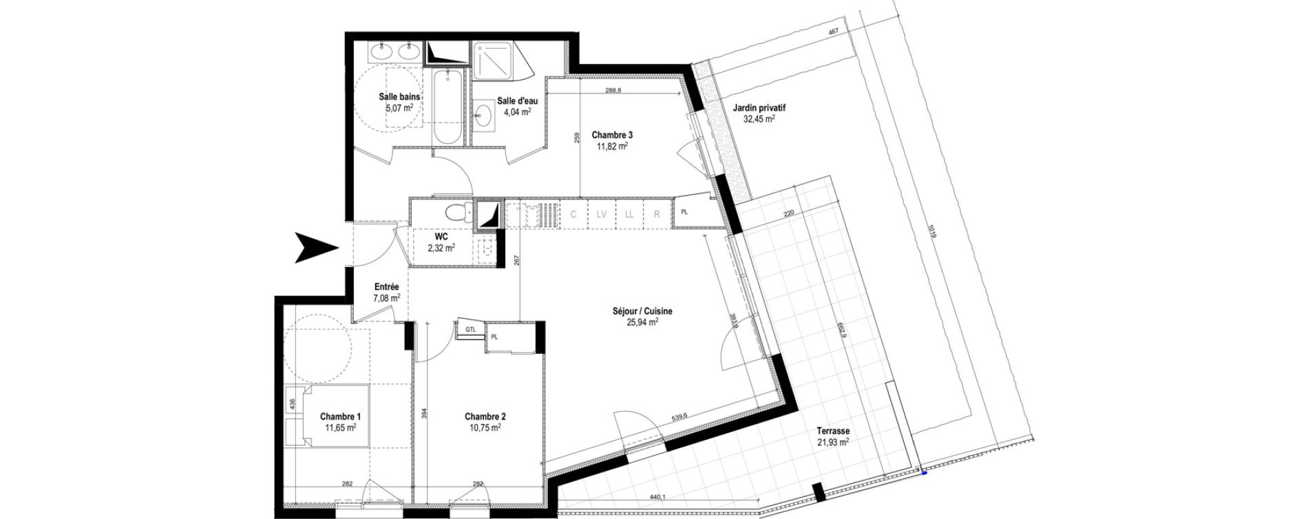 Appartement T4 de 78,67 m2 &agrave; M&acirc;con Centre