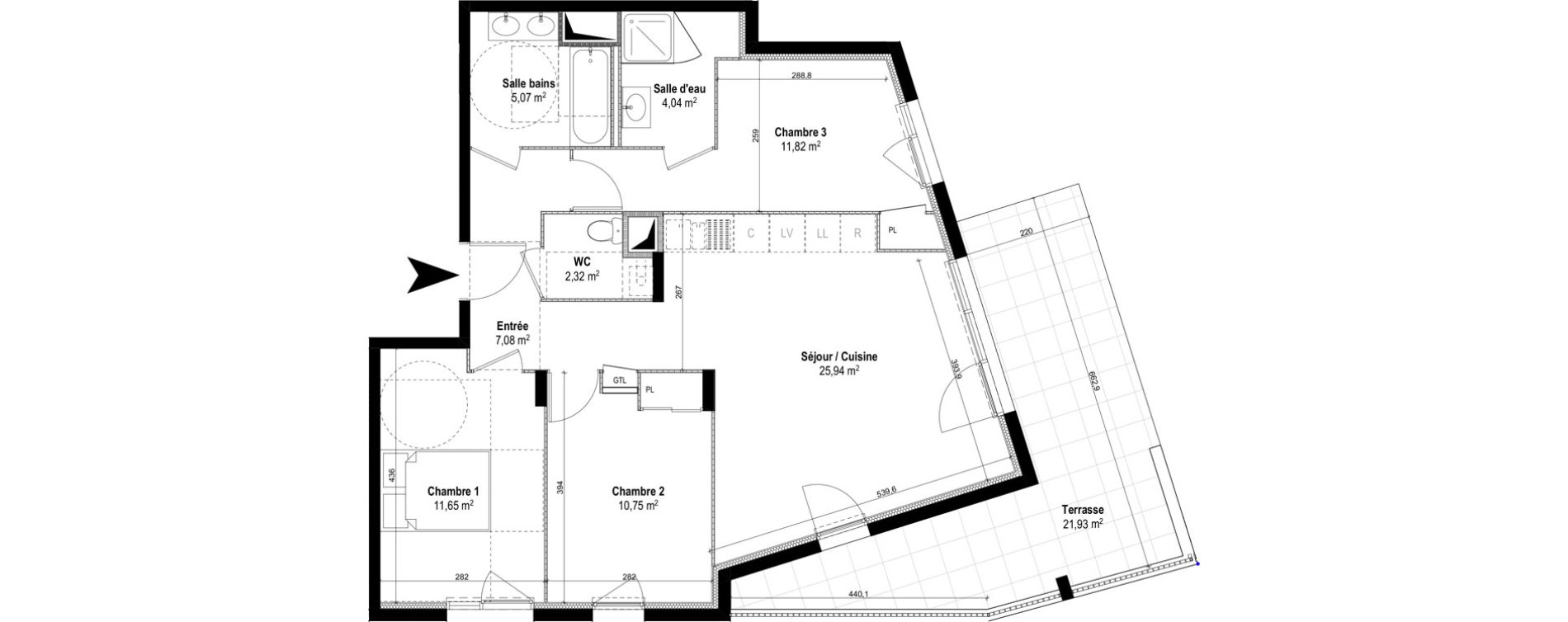 Appartement T4 de 78,67 m2 &agrave; M&acirc;con Centre