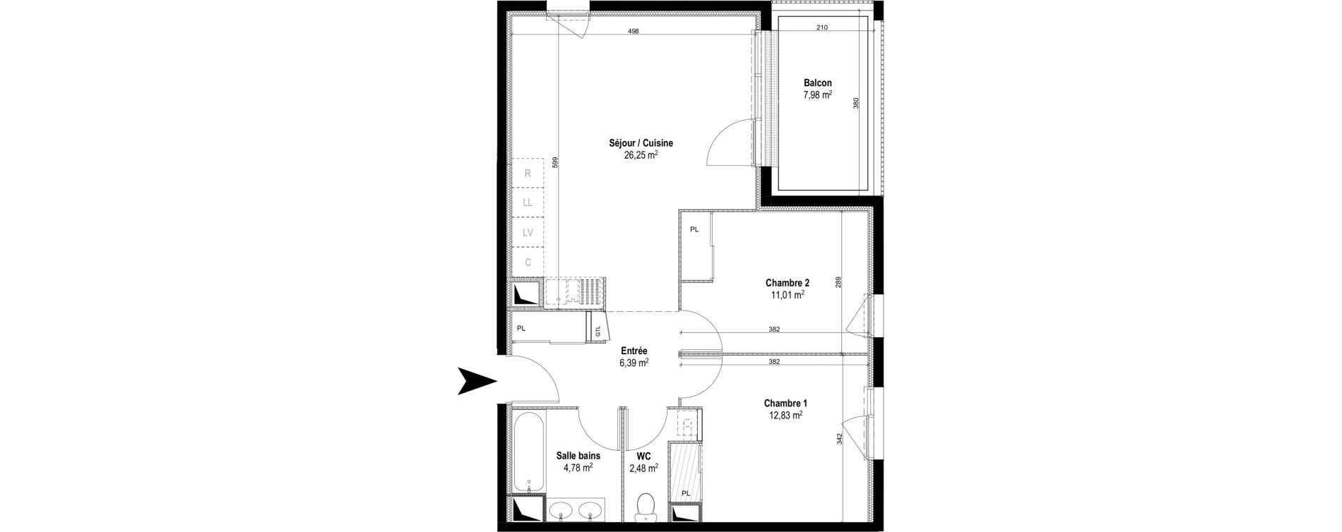 Appartement T3 de 63,74 m2 &agrave; M&acirc;con Centre
