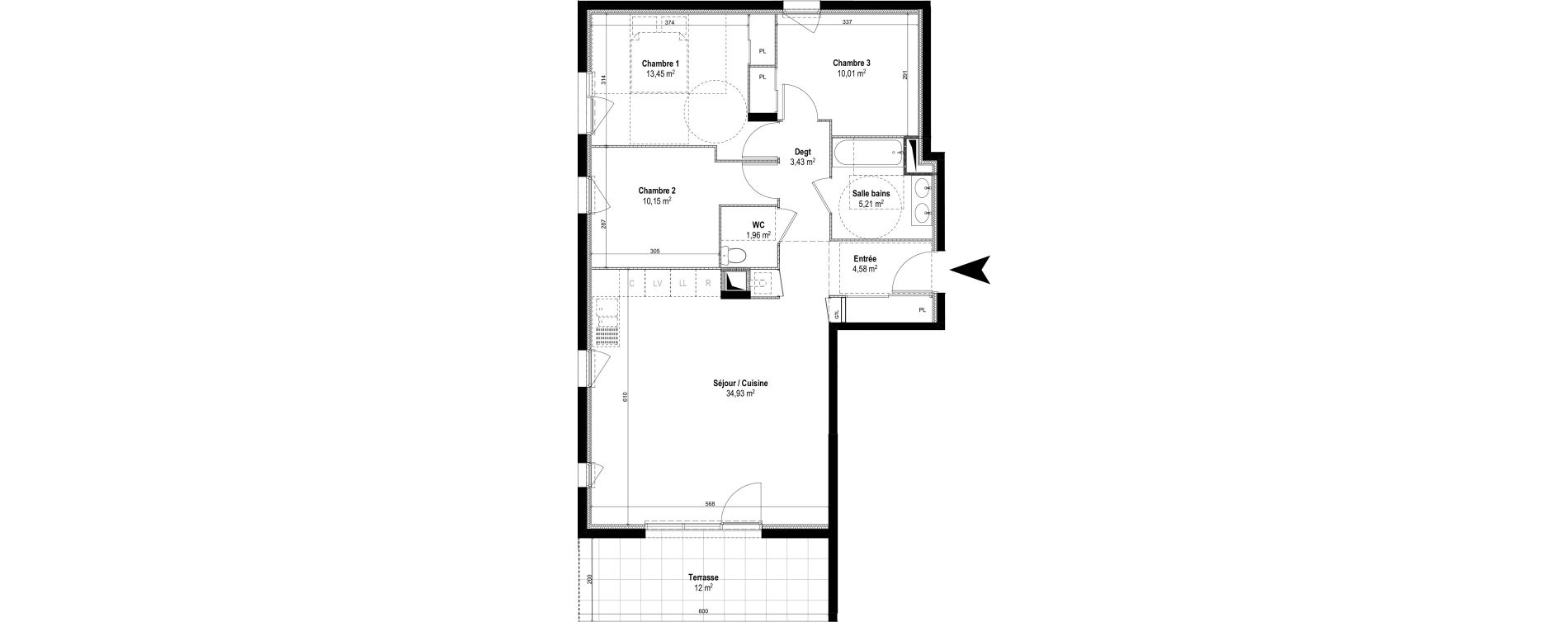 Appartement T4 de 83,72 m2 &agrave; M&acirc;con Centre