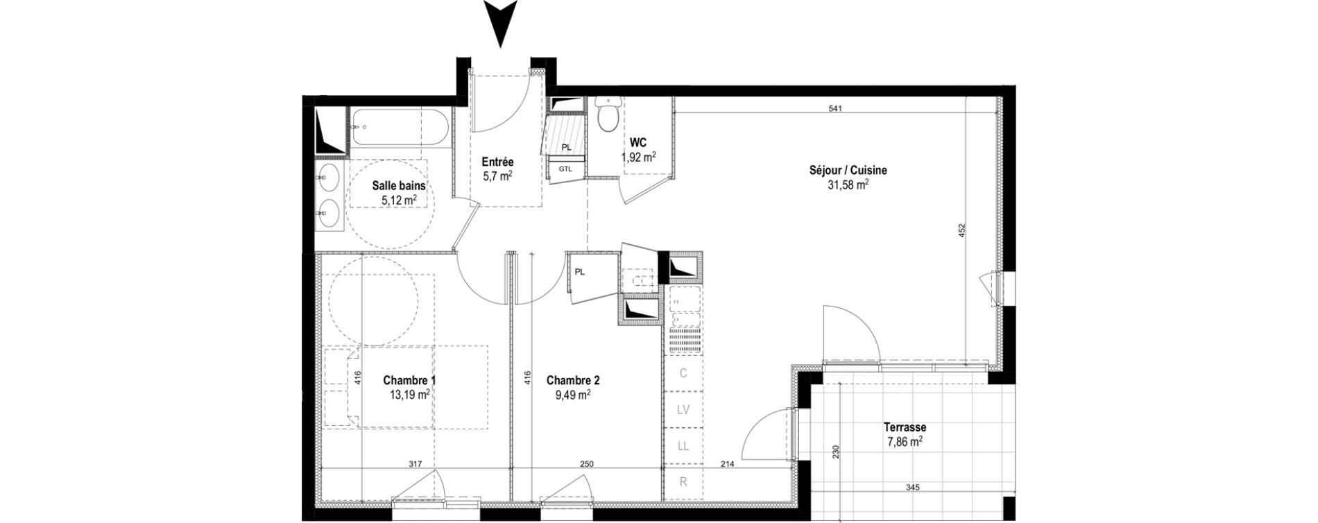 Appartement T3 de 67,00 m2 &agrave; M&acirc;con Centre