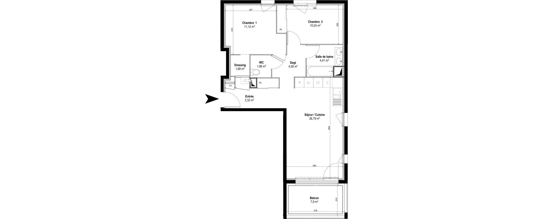 Appartement T3 de 64,10 m2 &agrave; M&acirc;con Centre