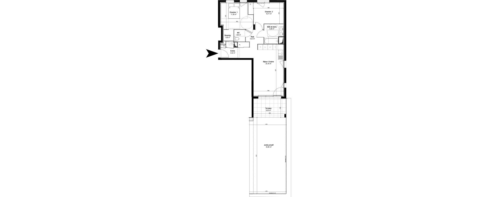 Appartement T3 de 63,89 m2 &agrave; M&acirc;con Centre
