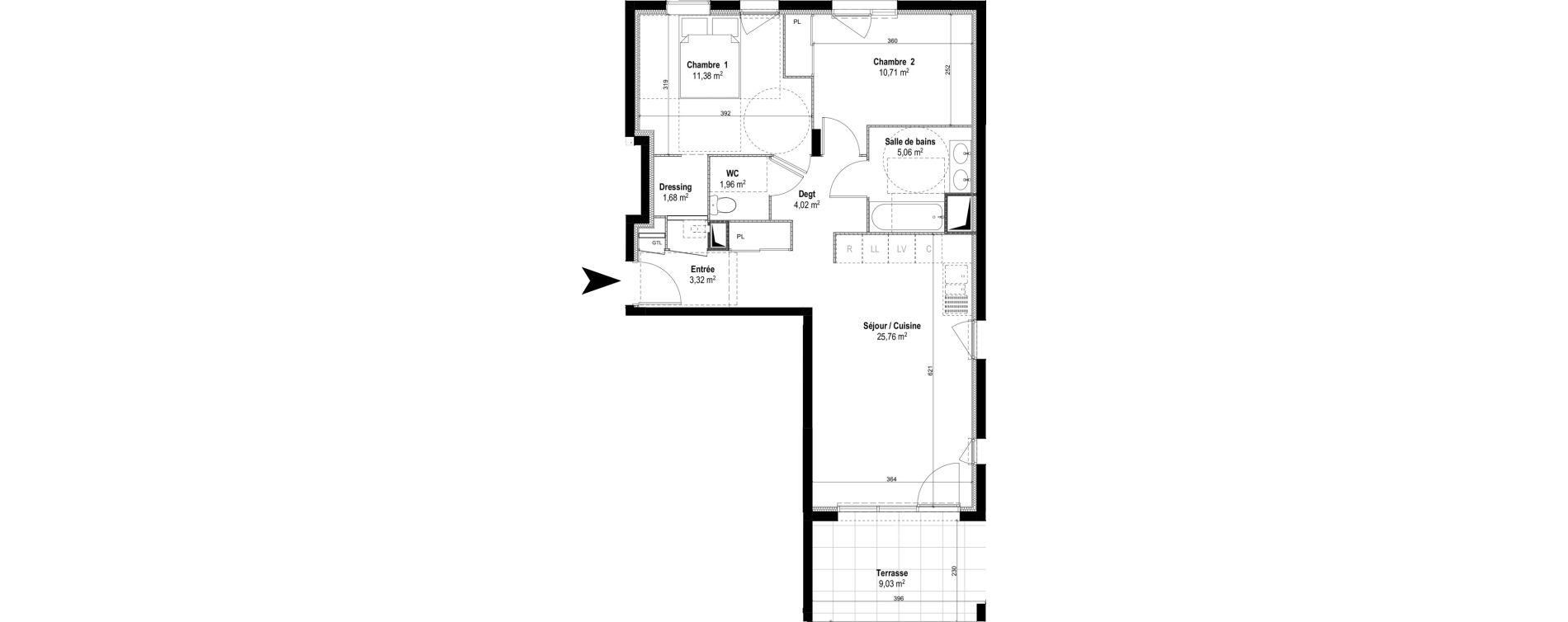 Appartement T3 de 63,89 m2 &agrave; M&acirc;con Centre