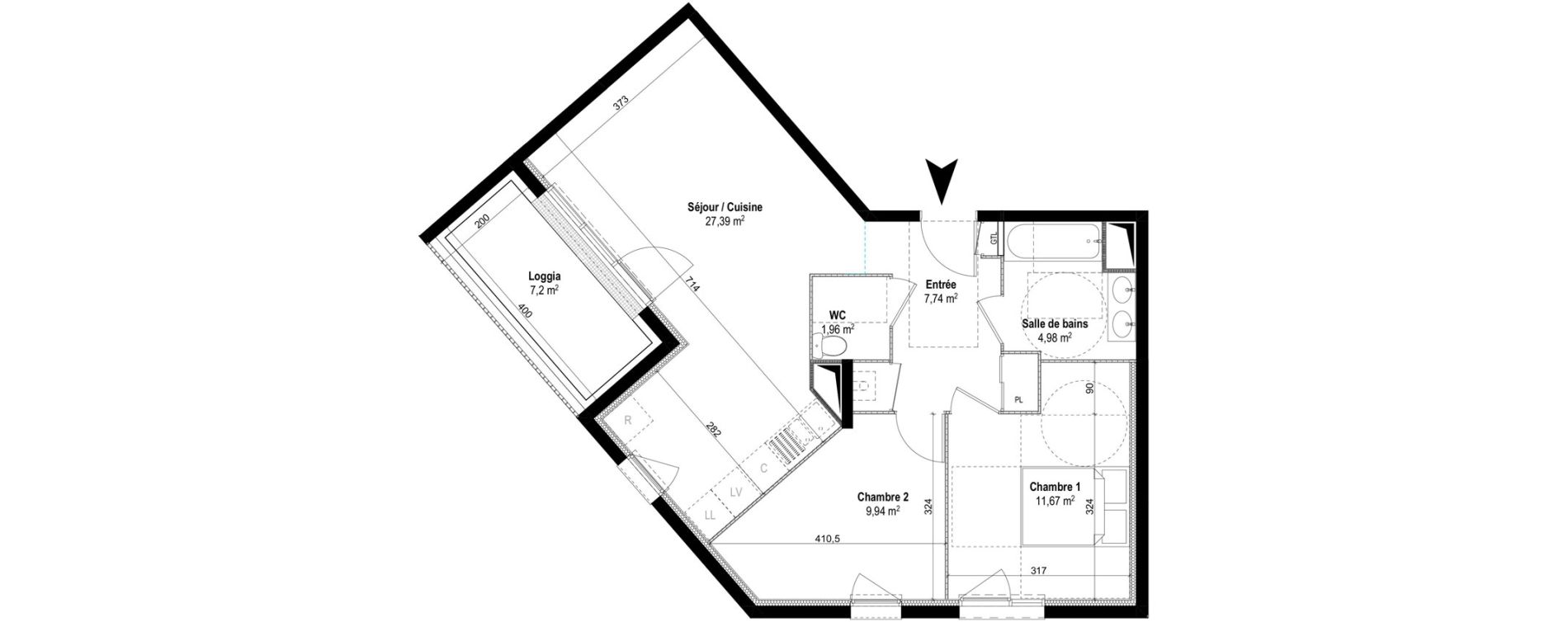 Appartement T3 de 63,68 m2 &agrave; M&acirc;con Centre