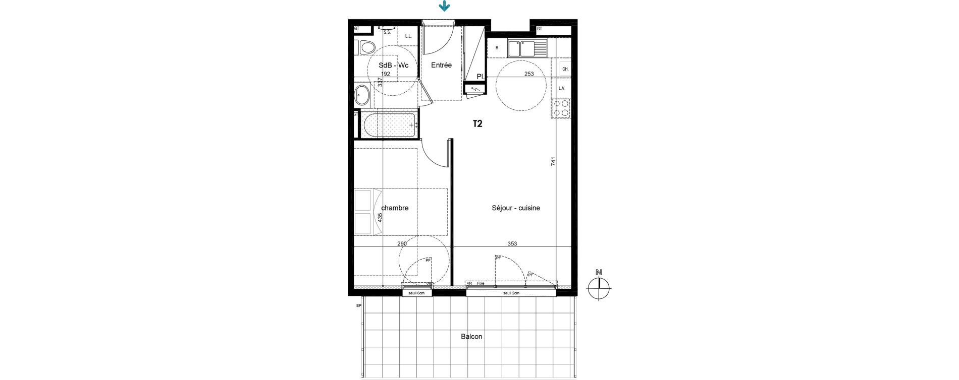 Appartement T2 de 48,21 m2 à Mâcon Macon parc nord
