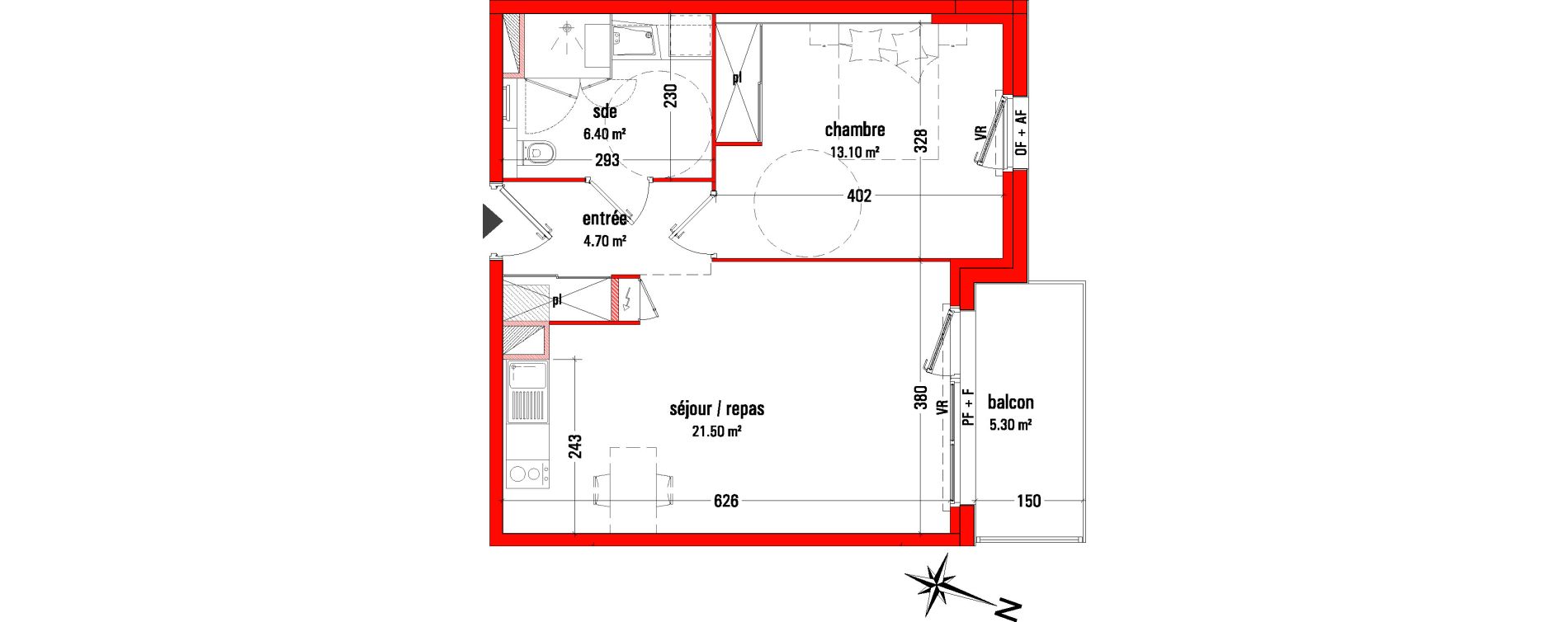 Appartement T2 de 45,70 m2 &agrave; Dinan L&eacute;hon