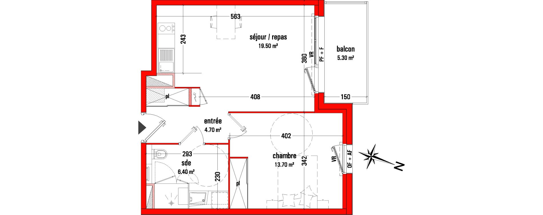 Appartement T2 de 44,30 m2 &agrave; Dinan L&eacute;hon