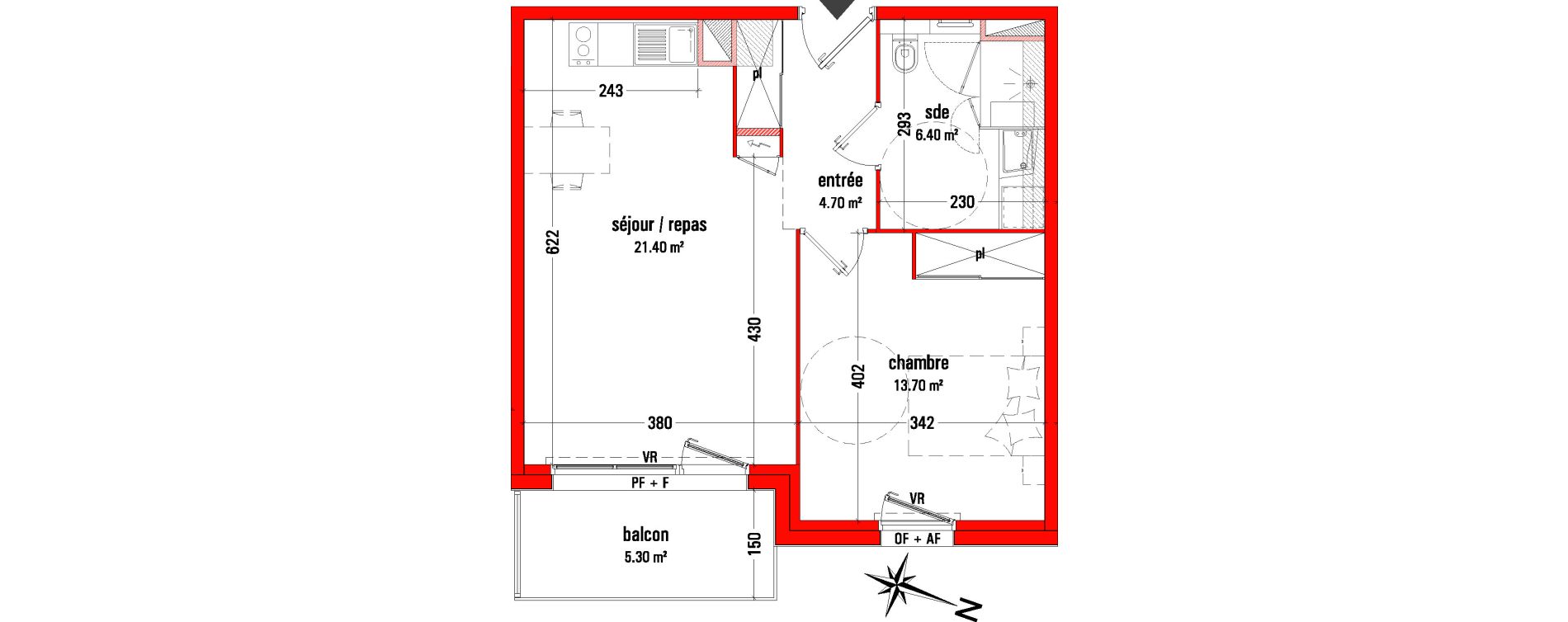 Appartement T2 de 46,20 m2 &agrave; Dinan L&eacute;hon