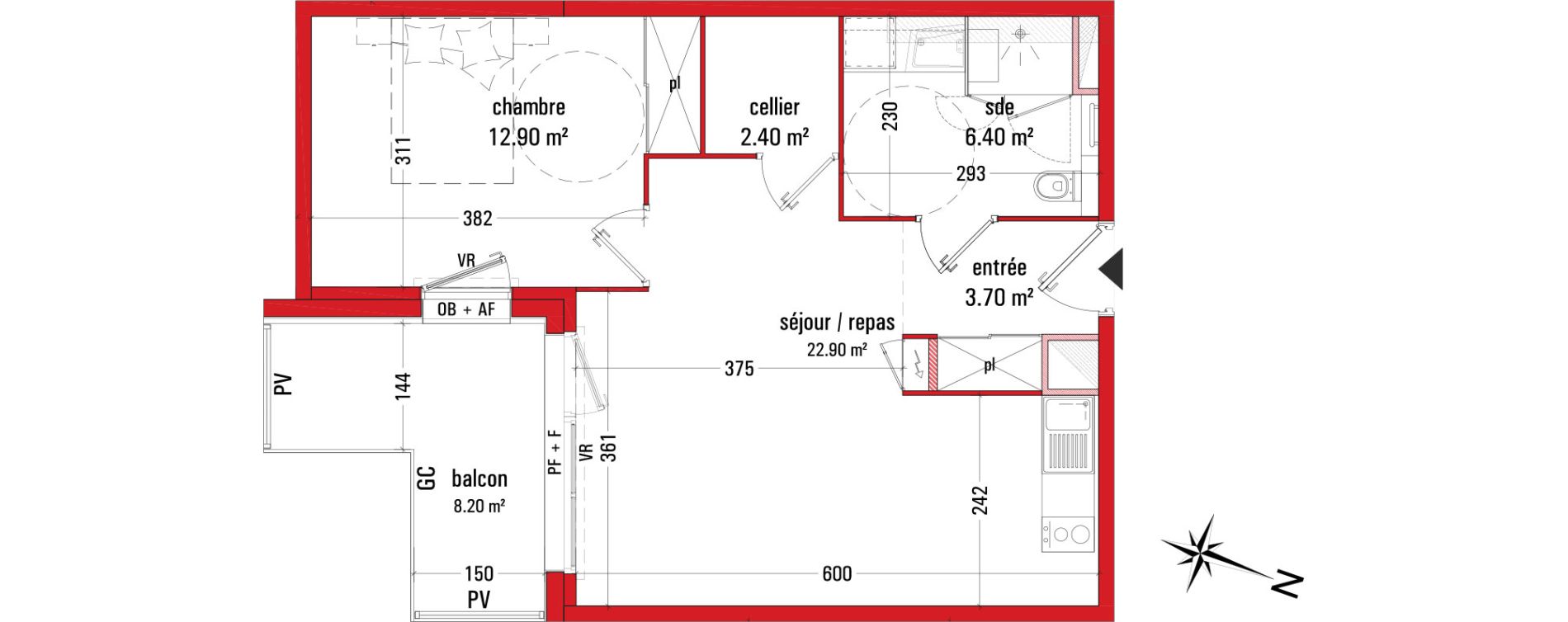 Appartement T2 de 48,30 m2 &agrave; Dinan L&eacute;hon