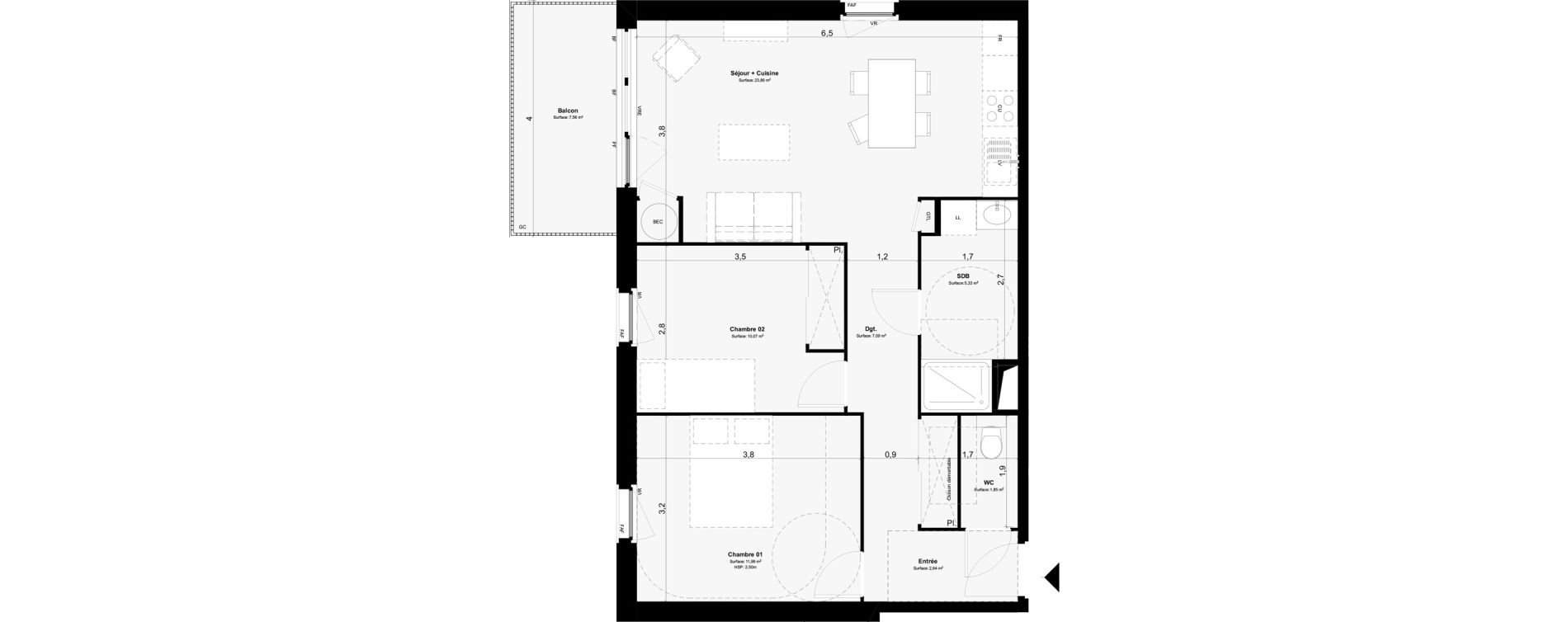 Appartement T3 de 62,83 m2 &agrave; Paimpol Centre