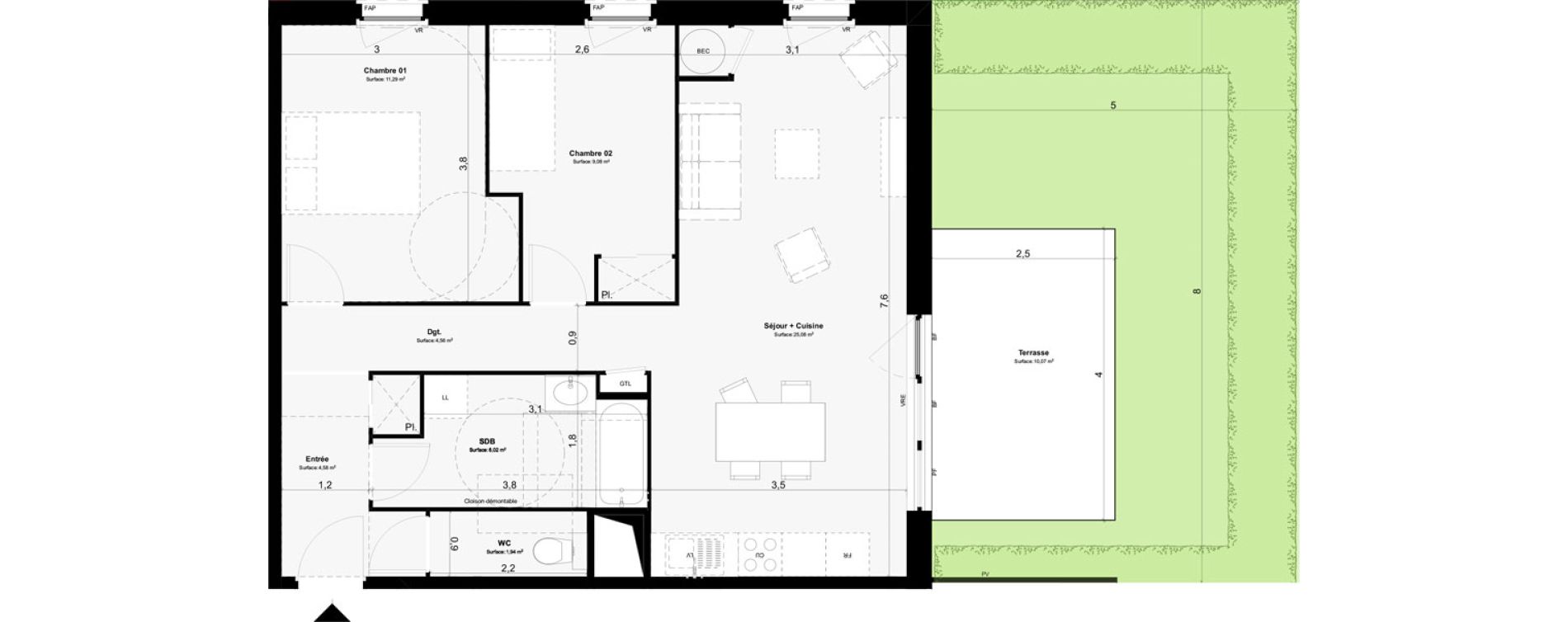 Appartement T3 de 62,55 m2 &agrave; Paimpol Centre