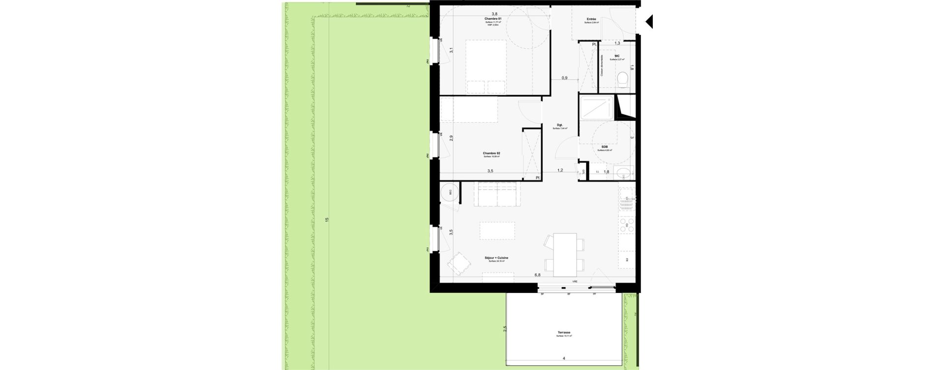 Appartement T3 de 63,30 m2 &agrave; Paimpol Centre