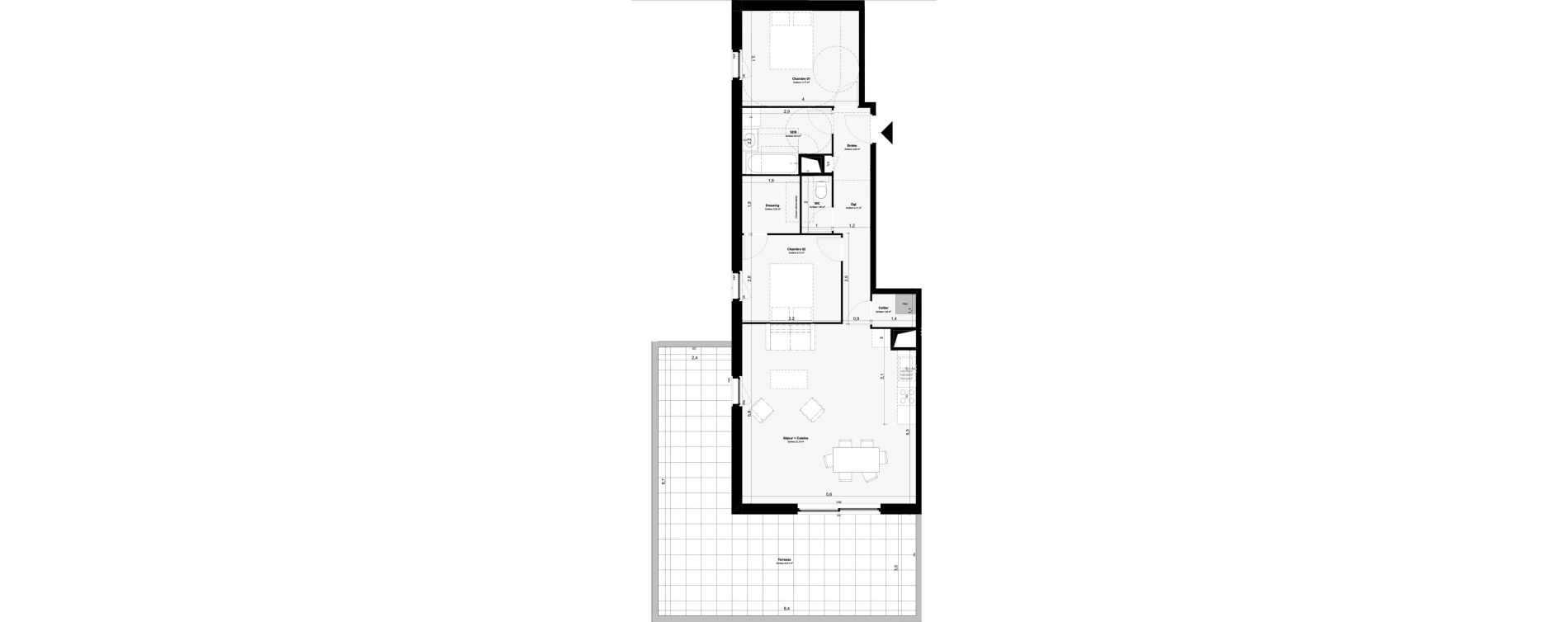 Appartement T3 de 73,11 m2 &agrave; Paimpol Centre