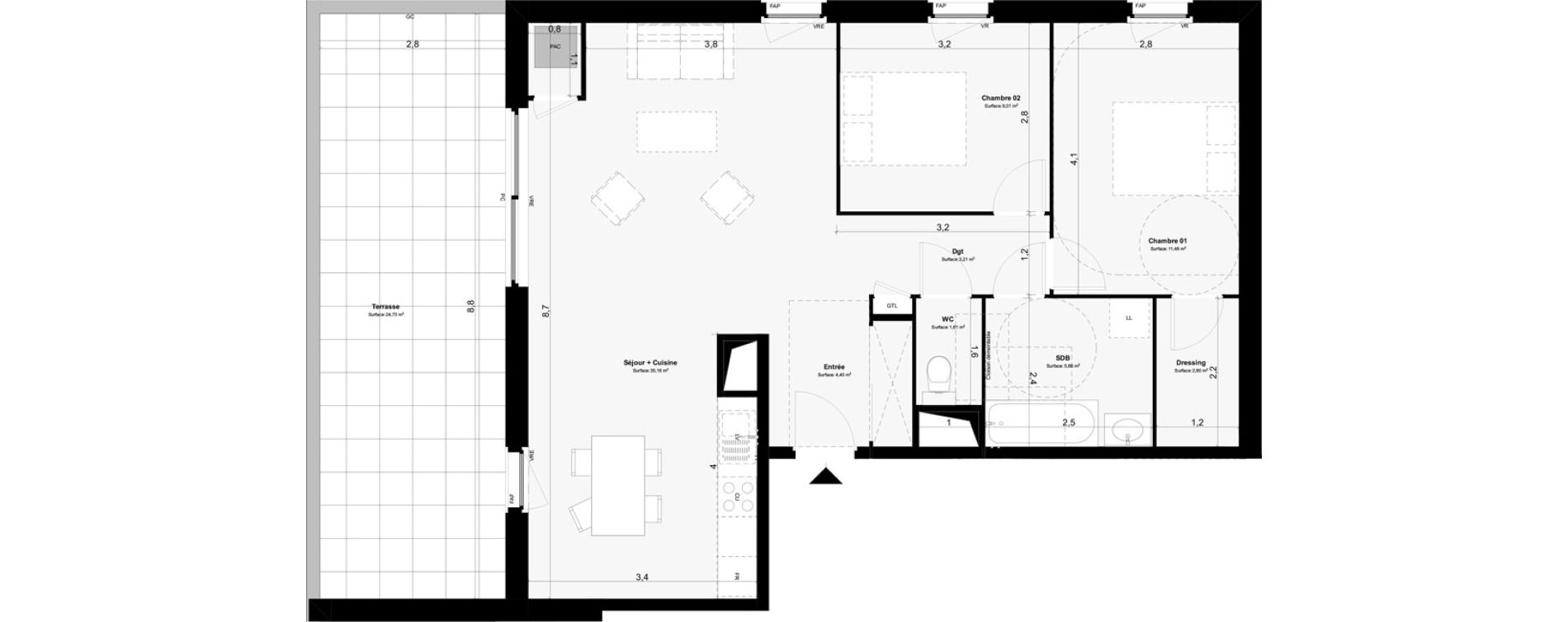 Appartement T3 de 73,33 m2 &agrave; Paimpol Centre
