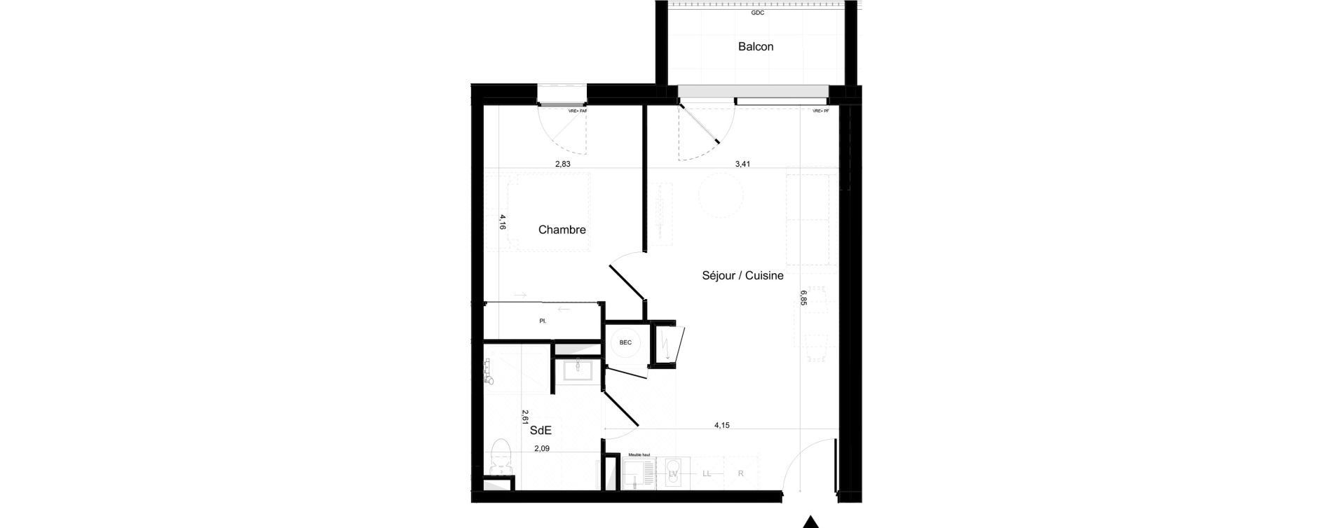 Appartement T2 de 41,71 m2 &agrave; Perros-Guirec Centre