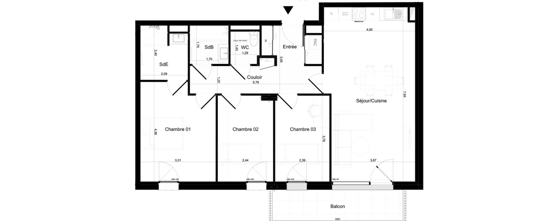 Appartement T4 de 81,87 m2 &agrave; Perros-Guirec Centre