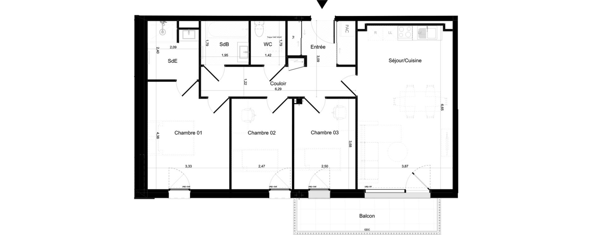 Appartement T4 de 81,38 m2 &agrave; Perros-Guirec Centre