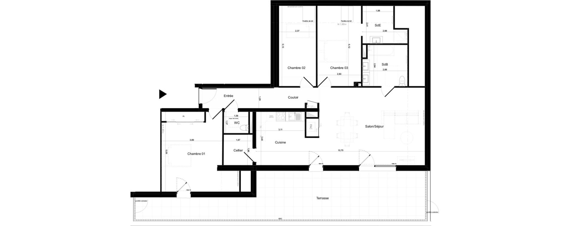 Appartement T4 de 107,63 m2 &agrave; Perros-Guirec Centre