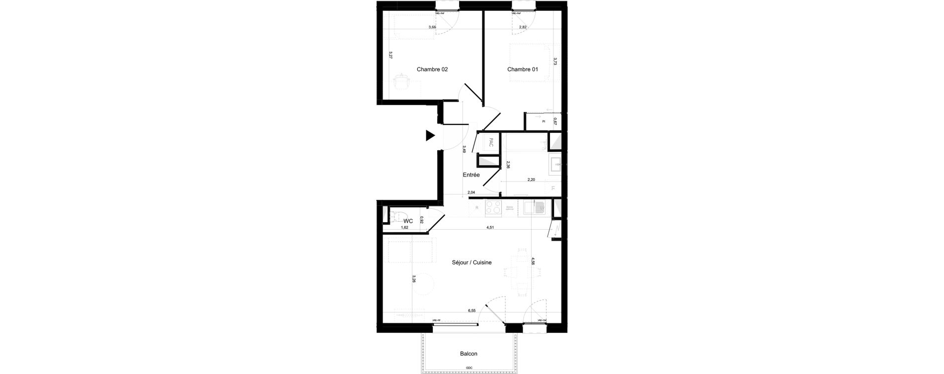 Appartement T3 de 63,71 m2 &agrave; Perros-Guirec Centre