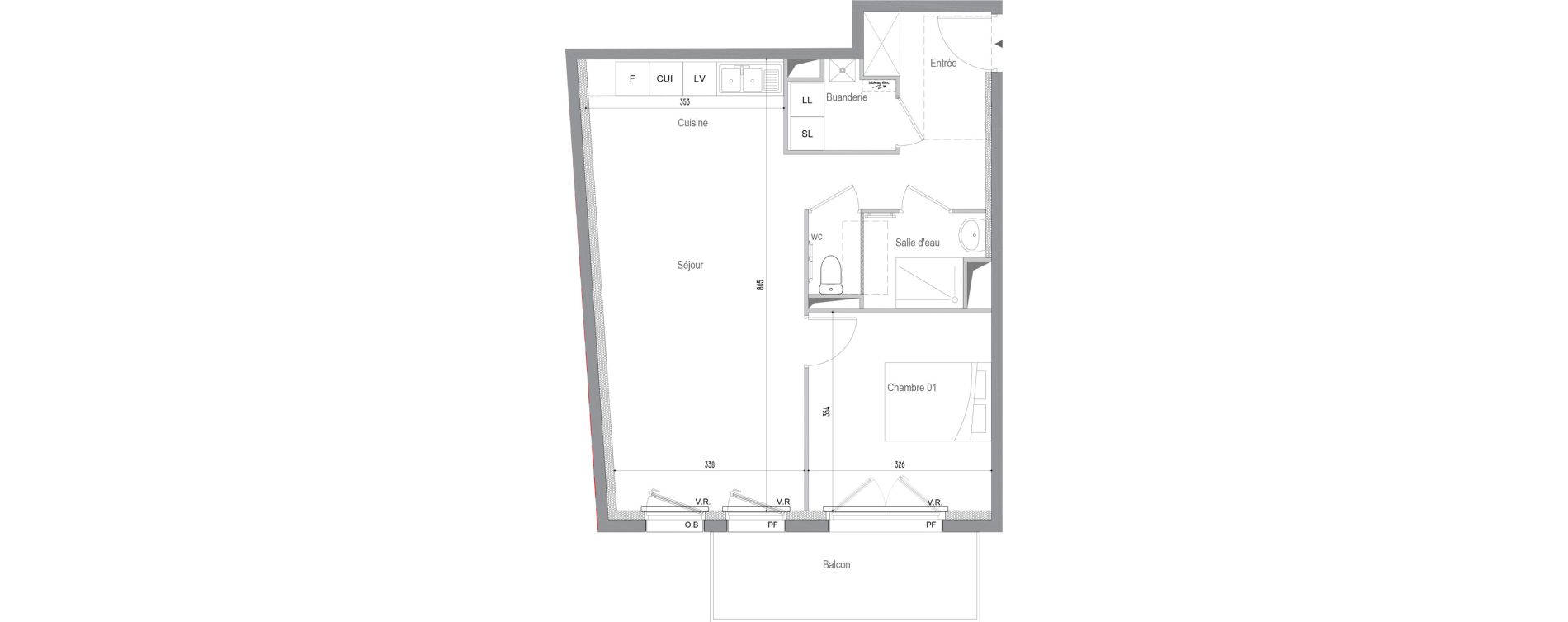 Appartement T2 de 55,60 m2 &agrave; Perros-Guirec Centre