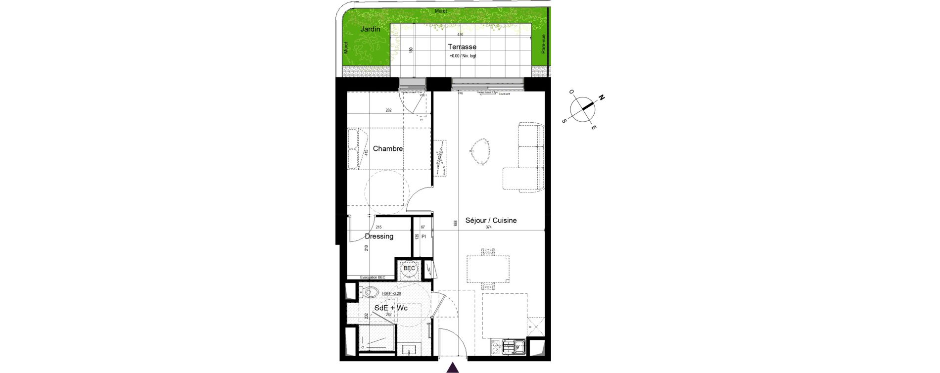 Appartement T2 de 56,15 m2 &agrave; Pl&eacute;neuf-Val-Andr&eacute; Centre