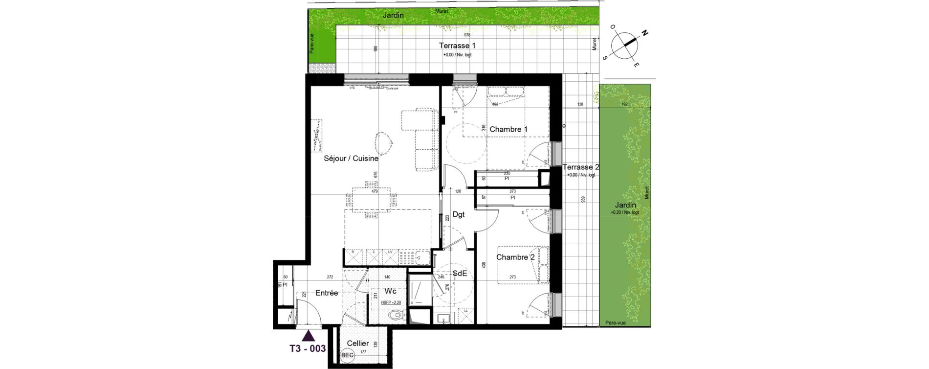 Appartement T3 de 80,71 m2 &agrave; Pl&eacute;neuf-Val-Andr&eacute; Centre