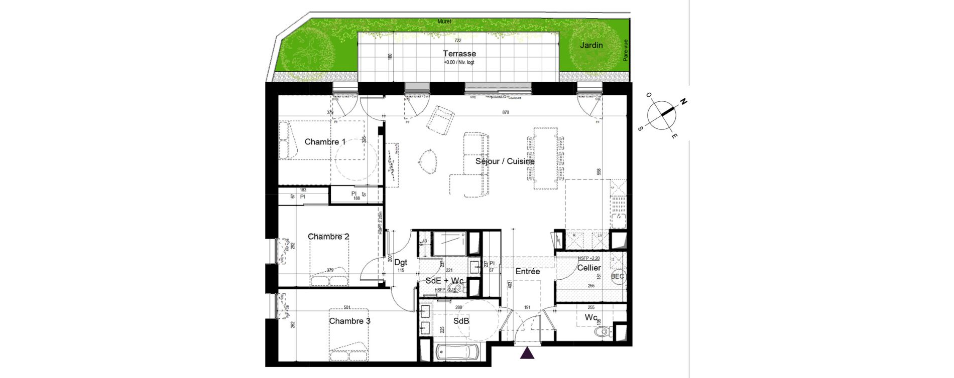Appartement T4 de 111,64 m2 &agrave; Pl&eacute;neuf-Val-Andr&eacute; Centre