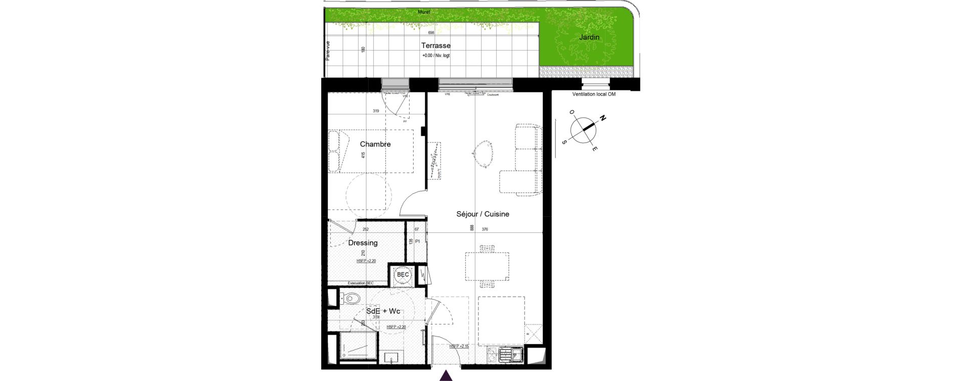 Appartement T2 de 59,52 m2 &agrave; Pl&eacute;neuf-Val-Andr&eacute; Centre